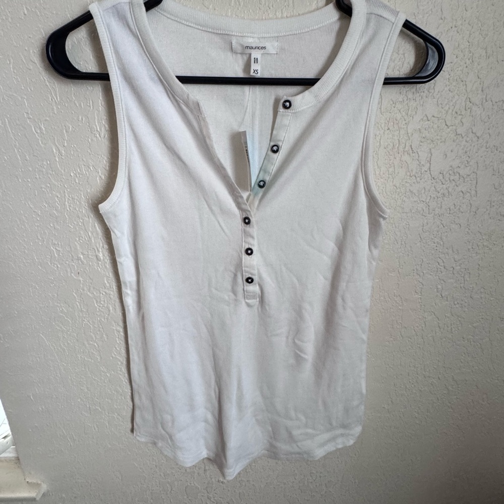 Maurices White Henley Tank Top